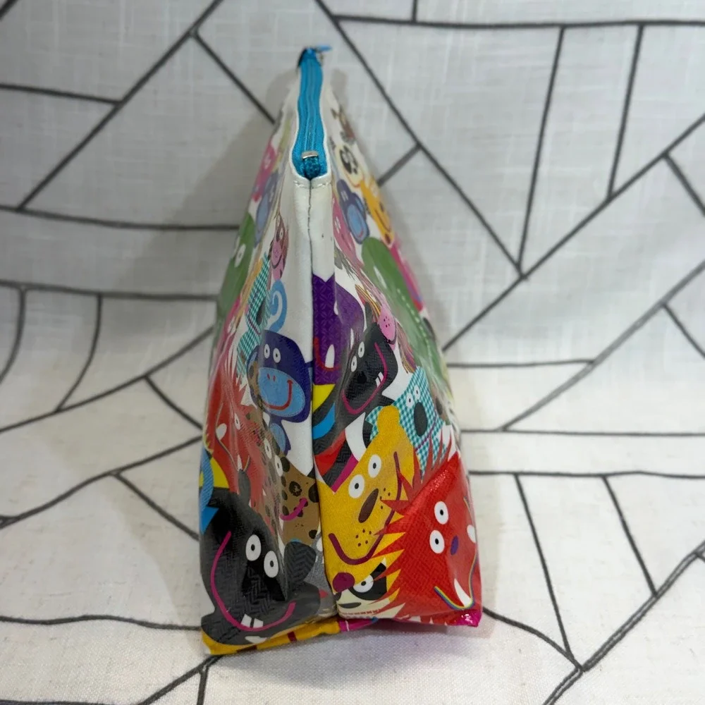 Paperchase Pet Chopz Toiletry Bag Large Multicolor Animal Monster Print NWT